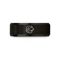 engraved rings for couples – black tungsten australian shepherd wedding band