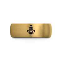 tungsten wedding bands – gold & grey tungsten quinoa sprig wedding band