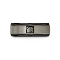 unique presents for partners – black & blue & silver tungsten golden rectangle wedding band