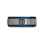 matching rings for partners – black & blue & grey tungsten golden rectangle wedding band