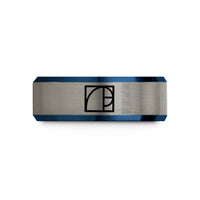 unique presents for partners – black & blue & gray tungsten golden rectangle wedding band