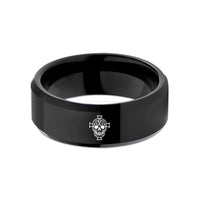 best presents for partners – black tungsten skull cross wedding band