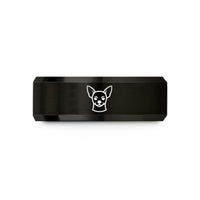 unique rings for couples – black tungsten chihuahua wedding band
