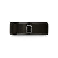 personalized rings for couples – black tungsten arch double line wedding band