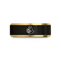 personalized presents for couples – black & gold tungsten ghost pumpkin wedding band