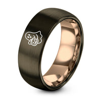 Couple Gifts for Him And Her Christmas – gunmetal & rose gold tungsten ghost pumpkin ring