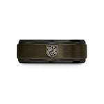 best tungsten rings men – gunmetal & black tungsten griffin crest wedding band