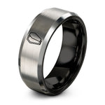 romantic presents for her – black & grey tungsten open coffin ring