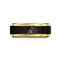 special bands for couples – black & gold tungsten shepherd heart wedding band