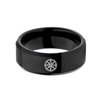 matching rings for lovers – black tungsten compass pattern wedding band