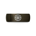 matching rings for lovers – gunmetal & black tungsten compass pattern wedding band