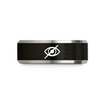 tungsten rings for couples – black & gray tungsten eye slash wedding band