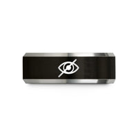 tungsten rings for couples – black & gray tungsten eye slash wedding band