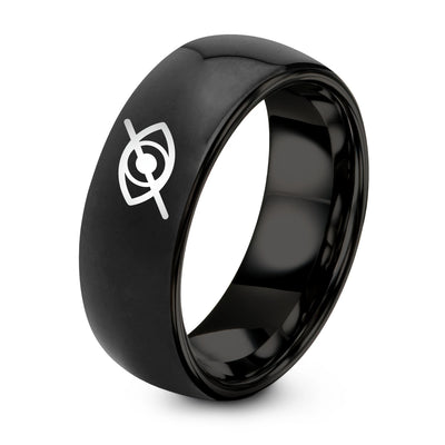 Eye Slash – Tungsten Wedding Band, 8 mm, Black Comfort-Fit Unisex