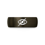 engraved rings for couples – gunmetal & black tungsten eye slash wedding band