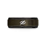 engraved rings for couples – gunmetal & black tungsten eye slash wedding band