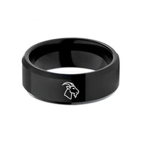 personalized wedding ring – black tungsten mountain goat wedding band