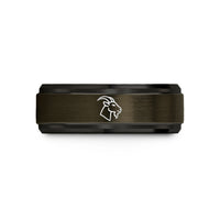 personalized wedding ring – gunmetal & black tungsten mountain goat wedding band