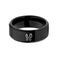 romantic presents for him – black tungsten charging cable wedding band