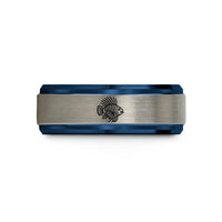 romantic presents for him – black & blue & grey tungsten lionfish wedding band