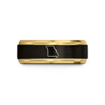 unique rings for men – black & gold tungsten missouri state wedding band