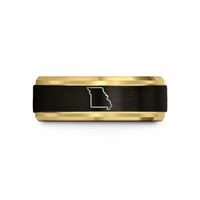 unique rings for men – black & gold tungsten missouri state wedding band