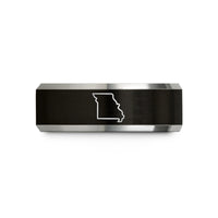 unique rings for men – black & silver tungsten missouri state wedding band