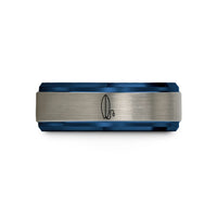 cool presents for boyfriend – black & blue & grey tungsten shortboard surfboard leash wedding band