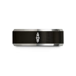presents for male partner – black & grey tungsten spark plug wedding band