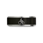 personalized rings for couples – black & silver tungsten handcycle wedding band