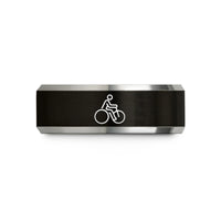 personalized rings for couples – black & silver tungsten handcycle wedding band