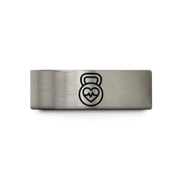 unique presents for him – gray tungsten kettlebell heart wedding band