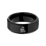 his custom wedding band – black tungsten race crew mechanic wedding band