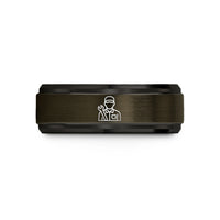his custom wedding band – gunmetal & black tungsten race crew mechanic wedding band