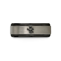 personalized rings for him – black & grey tungsten skull butterflies wedding band