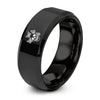 Skull Butterflies – Tungsten Wedding Band, 8 mm, Black Comfort-Fit Unisex