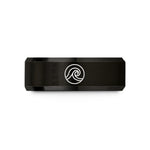 engraved rings for him – black tungsten wave motif wedding band