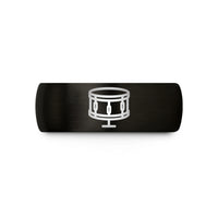 romantic presents for couples – black & rose gold tungsten snare drum wedding band