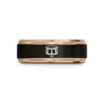 personalized presents for lovers – black & rose gold tungsten snare drum wedding band