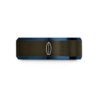 personalized presents for couples – gunmetal & blue tungsten surfboard shortboard wedding band