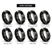 font options for inside engraving on black & grey couple on scooter rings