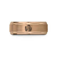 unisex wedding ring set – rose gold tungsten cat wildflowers wedding band