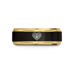 engraved rings for couples – black & gold tungsten celtic paw wedding band
