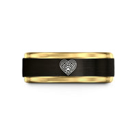 couples rings with engraving – black & gold tungsten celtic paw wedding band