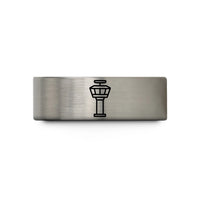 wedding ring sets hers – blue & grey tungsten control tower wedding band