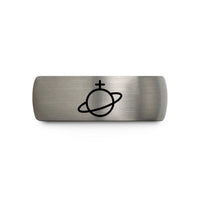 tungsten rings for him – blue & grey tungsten saturn wedding band