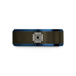 his and hers rings – gunmetal & blue tungsten smd pad array wedding band
