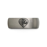 engraved couple rings set – rose gold & gray tungsten usa mexico heart wedding band