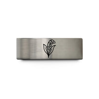 unique couple present ideas – grey tungsten lily valley wedding band