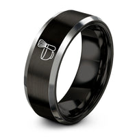personalized couple present ideas – black & gray tungsten matcha bowl whisk ring